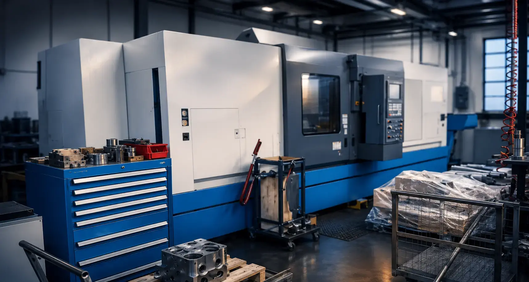 A CNC machining centre on the shop floor at Babbitt Bearing Company.