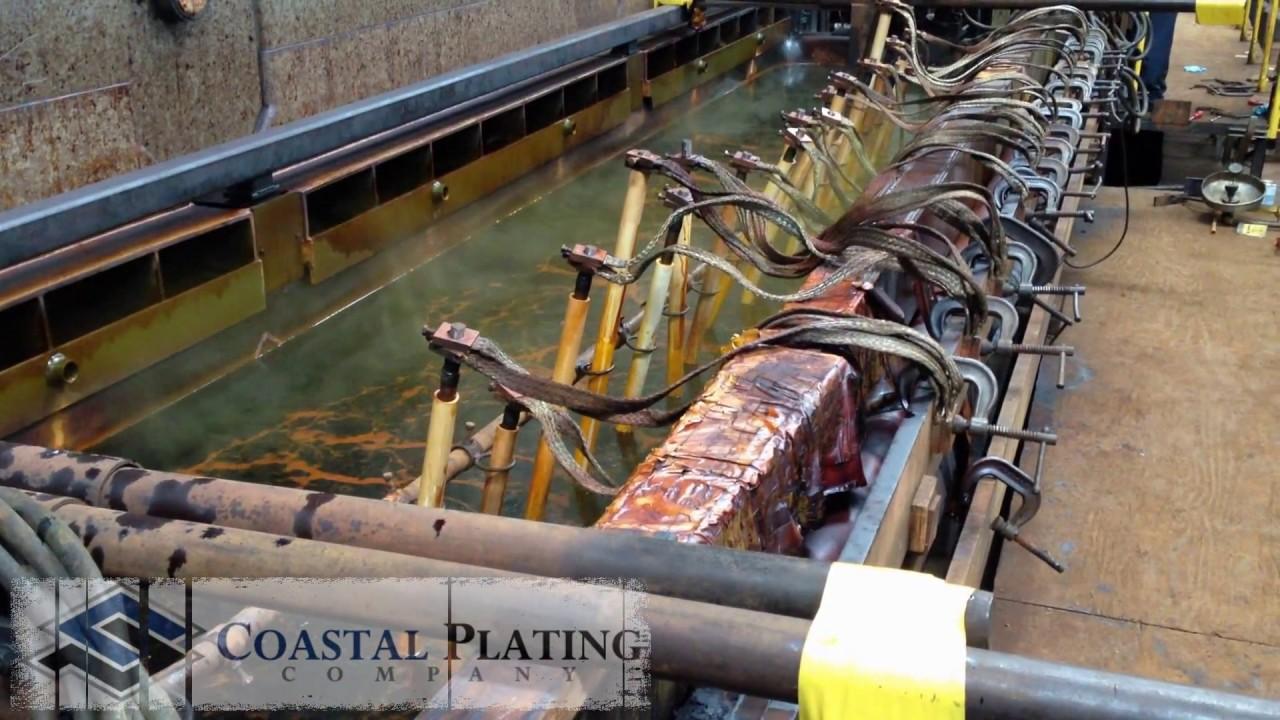 Industrial hard chrome plating in progress.
