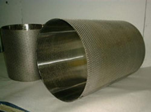 A perforated cylindrical screen after reconditioning.