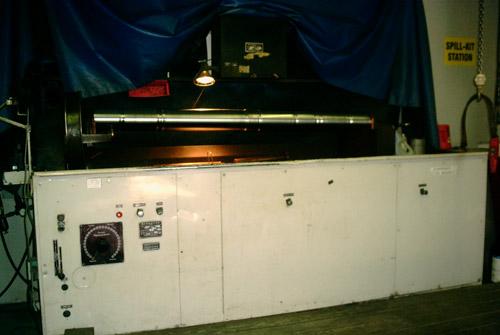 A shaft loaded in the magnetic particle inspection unit.